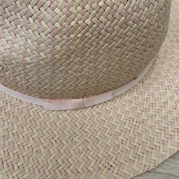 Loft Classic Pink Trim Straw Fedora NWT - Picture 3 of 5